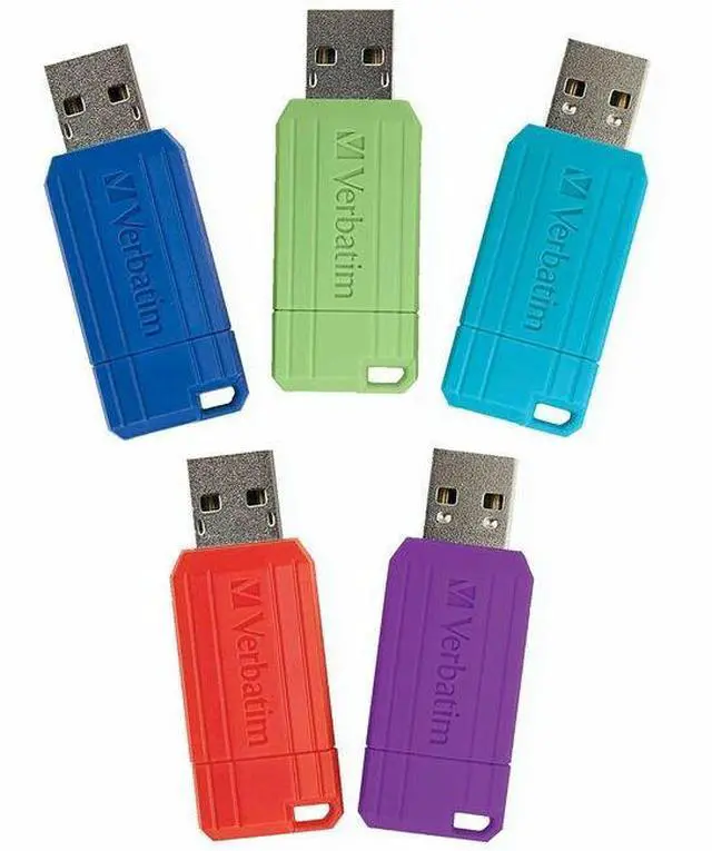 Alt view image 11 of 15 - Verbatim 16GB Pinstripe Retractable USB 2.0 Flash Drive - 5 Pack - Multicolor