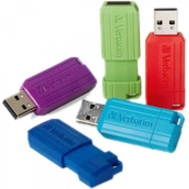 Alt view image 15 of 15 - Verbatim 16GB Pinstripe Retractable USB 2.0 Flash Drive - 5 Pack - Multicolor