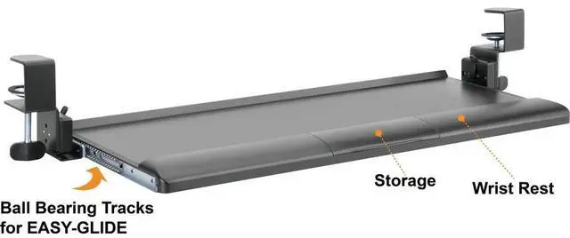 Alt view image 8 of 13 - Desk Clamp Five-Position Tilting Keyboard Tray 26.8" x 11.1 Black KT175