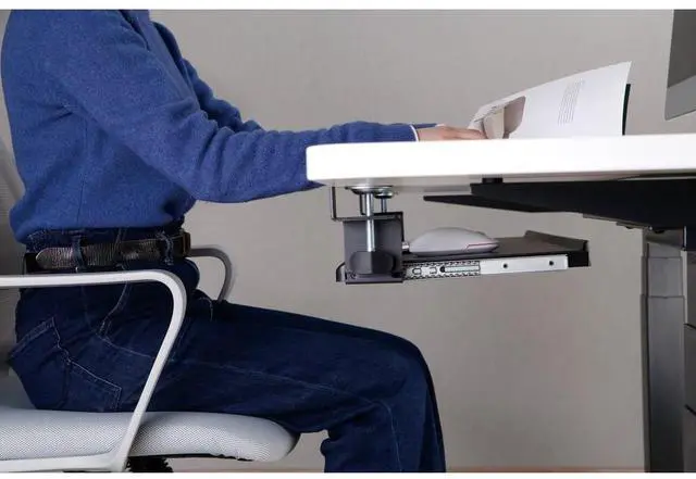 Alt view image 13 of 13 - Desk Clamp Five-Position Tilting Keyboard Tray 26.8" x 11.1 Black KT175