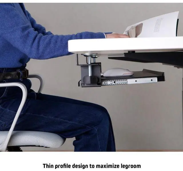 Alt view image 11 of 13 - Desk Clamp Five-Position Tilting Keyboard Tray 26.8" x 11.1 Black KT175