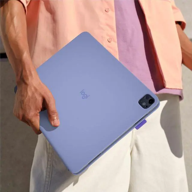 Alt view image 7 of 7 - Logitech Flip Folio Keyboard/Cover Case (Folio) for 13" Apple iPad Pro 13 (2024), iPad Air 13 (2024), iPad Air 13 (2025) Tablet - English Keyboard - Lilac - Bump Resistant, Scratch Resistant - Pl