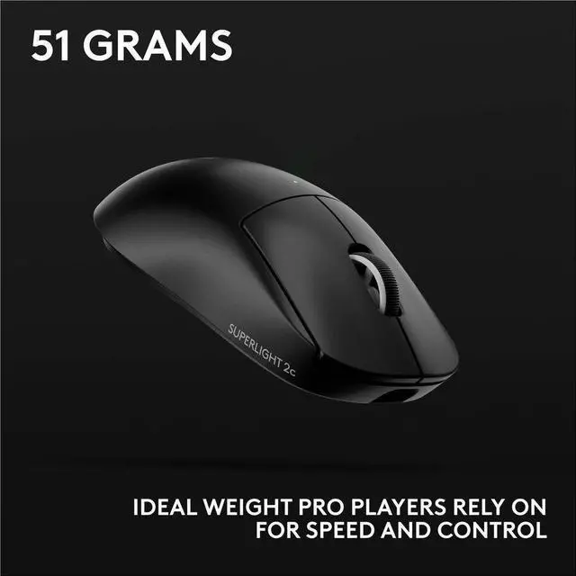 Alt view image 11 of 14 - Logitech G PRO X SUPERLIGHT 2c wireless gaming mouse 51 g pro-grade compact mouse with 5 programmable buttons USB-C charging 44K DPI sensor up to 8 kHz polling for PC/Mac Black 910007518