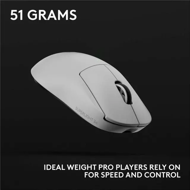 Alt view image 11 of 14 - Logitech G PRO X SUPERLIGHT 2c wireless gaming mouse 51 g pro-grade compact mouse with 5 programmable buttons USB-C charging 44K DPI sensor up to 8 kHz polling for PC/Mac White 910007528