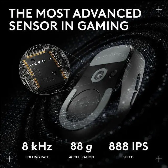 Alt view image 12 of 14 - Logitech G PRO X SUPERLIGHT 2c wireless gaming mouse 51 g pro-grade compact mouse with 5 programmable buttons USB-C charging 44K DPI sensor up to 8 kHz polling for PC/Mac Black 910007518