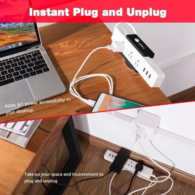Alt view image 15 of 20 - SIIG Powerstrip Clamp Holder - Securely mounts a powerstrip off the desktop for easy plugin and unplug (Black)
