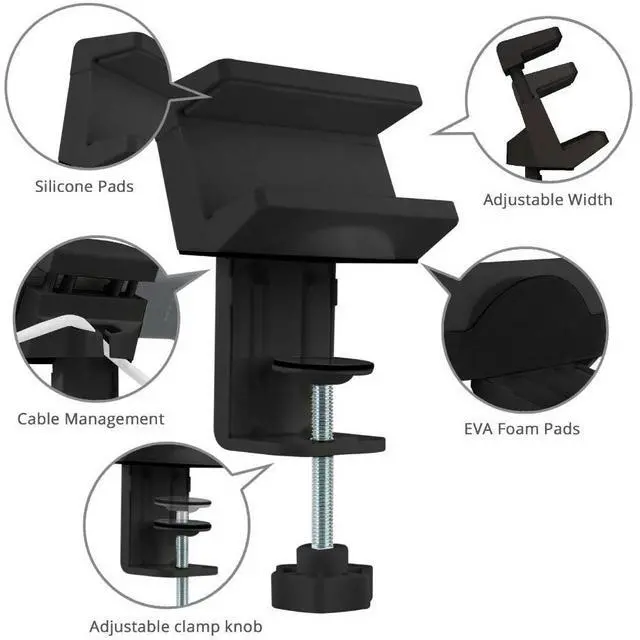 Alt view image 16 of 20 - SIIG Powerstrip Clamp Holder - Securely mounts a powerstrip off the desktop for easy plugin and unplug (Black)