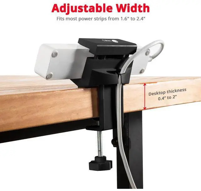 Alt view image 18 of 20 - SIIG Powerstrip Clamp Holder - Securely mounts a powerstrip off the desktop for easy plugin and unplug (Black)