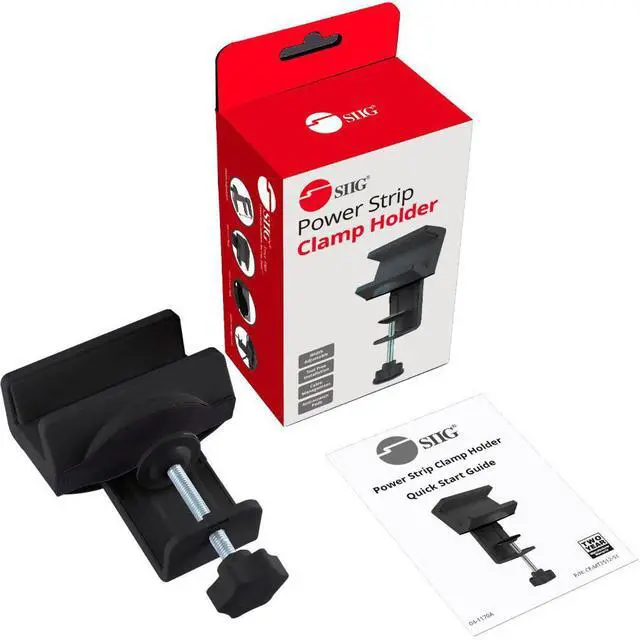 Alt view image 19 of 20 - SIIG Powerstrip Clamp Holder - Securely mounts a powerstrip off the desktop for easy plugin and unplug (Black)