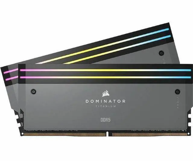 Main image of Corsair Dominator 64G Titanium RGB RAM Module - 64 GB (2 x 32GB) - RGB - DDR5-6000/PC5-48000 DDR5 SDRAM - CL30 - 1.10 V - Unbuffered - 288-pin  (CMP64GX5M2B6000Z30)