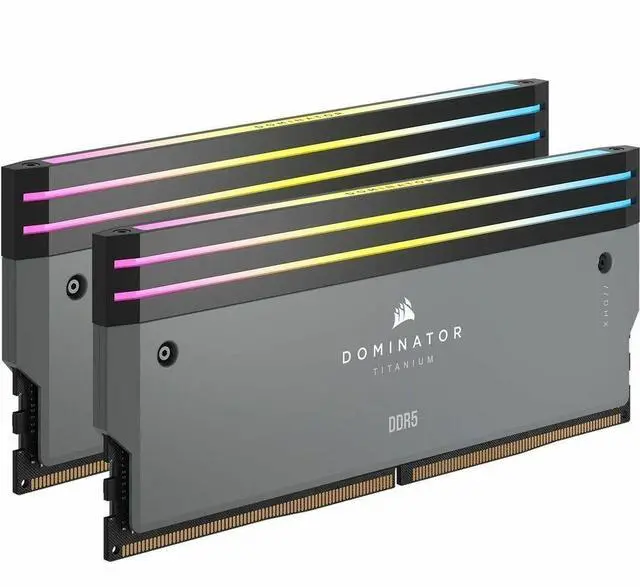 Alt view image 4 of 7 - Corsair Dominator 64G Titanium RGB RAM Module - 64 GB (2 x 32GB) - RGB - DDR5-6000/PC5-48000 DDR5 SDRAM - CL30 - 1.10 V - Unbuffered - 288-pin  (CMP64GX5M2B6000Z30)