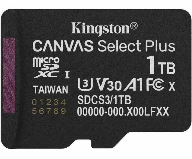 Alt view image 2 of 3 - Kingston Canvas Select Plus 1 TB Class 10/UHS-I (U3) V30 microSDXC - 1 - 150 MB/s Read