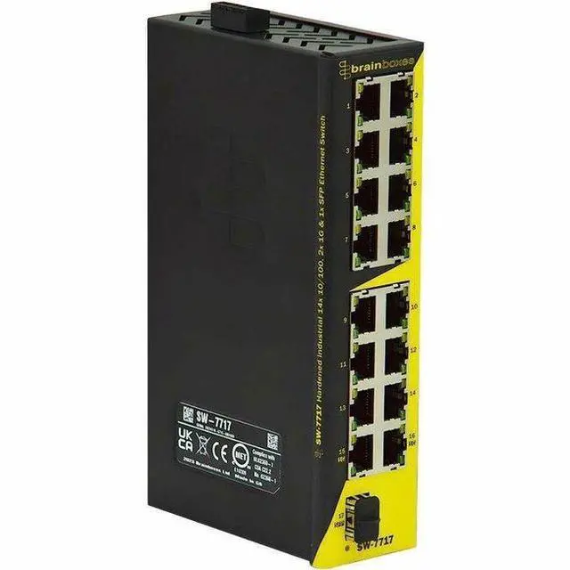 Alt view image 2 of 7 - Brainboxes Hardened Industrial 14x 10/100, 2x 1G & 1x SFP Ethernet Switch