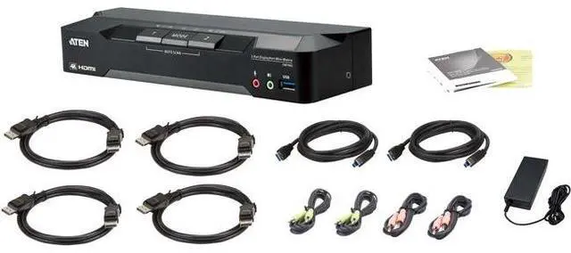 Alt view image 6 of 13 - ATEN 2-Port 4K DisplayPort Dual Display Mini-Matrix Boundless KVM Switch