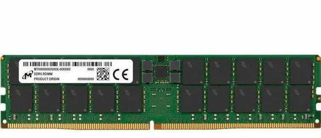 Alt view image 2 of 2 - Micron 96 GB Ram Module For Server -  (1x 96GB) - DDR5-5600/PC5-44800 DDR5 SDRAM - 5600 MHz Dual-rank Memory - CL46 - 1.10 V - ECC - Registered - 288-pin  (MTC40F204WS1RC56BB2R)