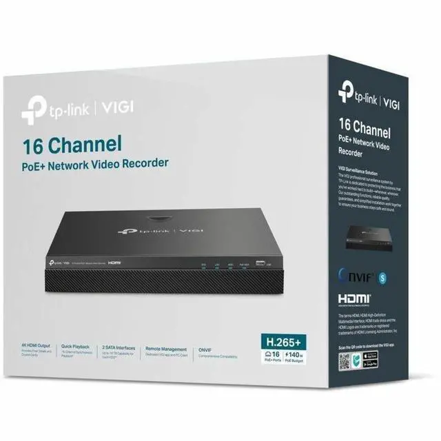Alt view image 3 of 5 - TP Link VIGI NVR2016H-16MP - VIGI 16 Channel PoE+ Network Video Recorder - Network Video Recorder - HDMI - 4K Recording