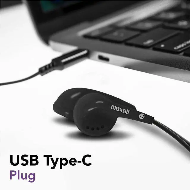 Alt view image 2 of 6 - Maxell EB-96 Earbuds - Stereo - USB Type C - Wired - Earbud - Binaural - In-ear - Black