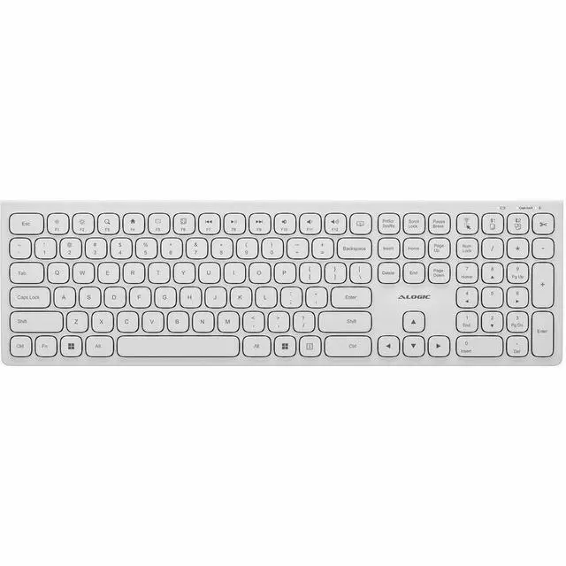 Alt view image 2 of 2 - Alogic USB-C Rechargeable Wireless Mouse and Keyboard for Windows - USB Type A Wireless Bluetooth/RF 5.0 2.40 GHz Keyboard - White - USB Type A Wireless Bluetooth/RF Mouse - White - Cut, Copy, Paste,