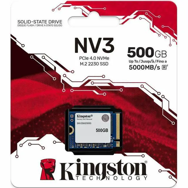 Alt view image 3 of 3 - Kingston NV3 500 GB Solid State Drive - M.2 2230 Internal - PCI Express NVMe (PCI Express NVMe 4.0 x4) - Notebook, Gaming Console Device Supported - 160 TB TBW