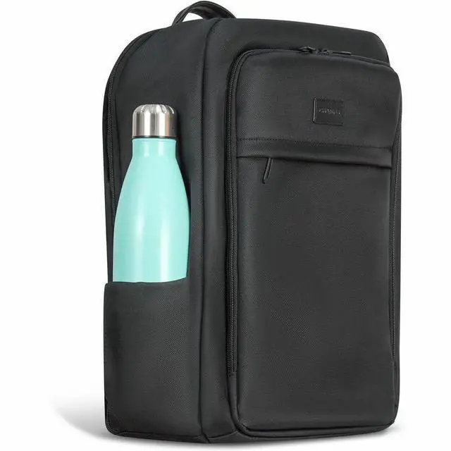 Alt view image 2 of 14 - Champs Onyx Carrying Case (Backpack) for 11" to 15.6" Water Bottle, Notebook, Tablet, Glasses, Travel - Black - Water Resistant - Nylon Body - Shoulder Strap, Trolley Strap, Handle - 5.7
