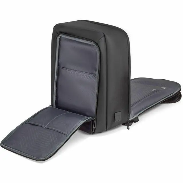 Alt view image 3 of 14 - Champs Onyx Carrying Case (Backpack) for 11" to 15.6" Water Bottle, Notebook, Tablet, Glasses, Travel - Black - Water Resistant - Nylon Body - Shoulder Strap, Trolley Strap, Handle - 5.7