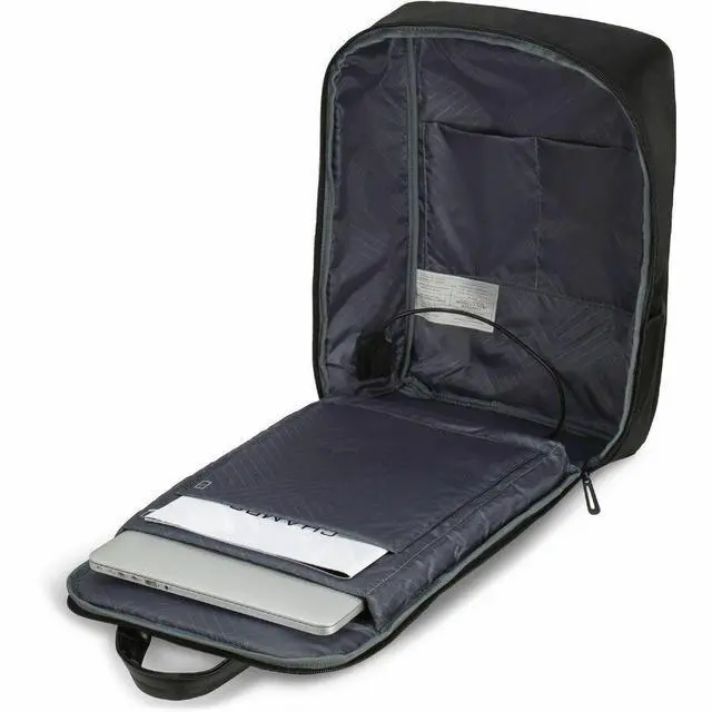 Alt view image 4 of 14 - Champs Onyx Carrying Case (Backpack) for 11" to 15.6" Water Bottle, Notebook, Tablet, Glasses, Travel - Black - Water Resistant - Nylon Body - Shoulder Strap, Trolley Strap, Handle - 5.7