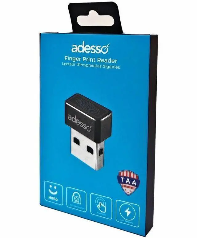 Alt view image 3 of 8 - Adesso AFP-100-TAA Fingerprint Reader - USB - TAA Compliant