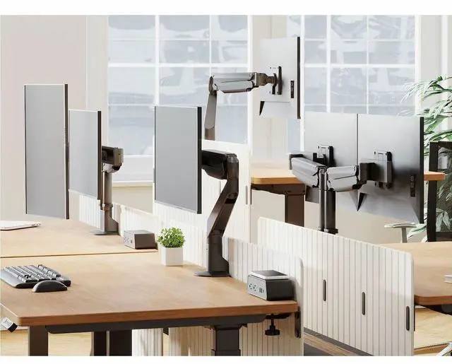 Alt view image 3 of 3 - HAT Design Works E2-2-124 Mounting Arm for Monitor Display Screen Silver Landscape/Portrait