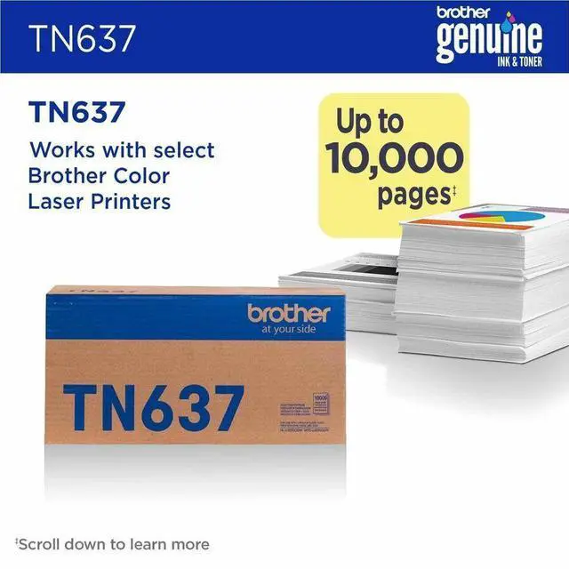 Alt view image 3 of 5 - Brother TN637Y Original Ultra High Yield Laser Toner Cartridge Yellow Pack