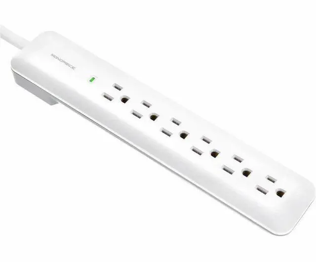Alt view image 11 of 14 - Monoprice Power & Surge - 6 Outlet Slim Surge Protector Power Strip - 3 Feet - - White | Cord UL Rated 540 Joules With Power/Circuit Breaker Switch