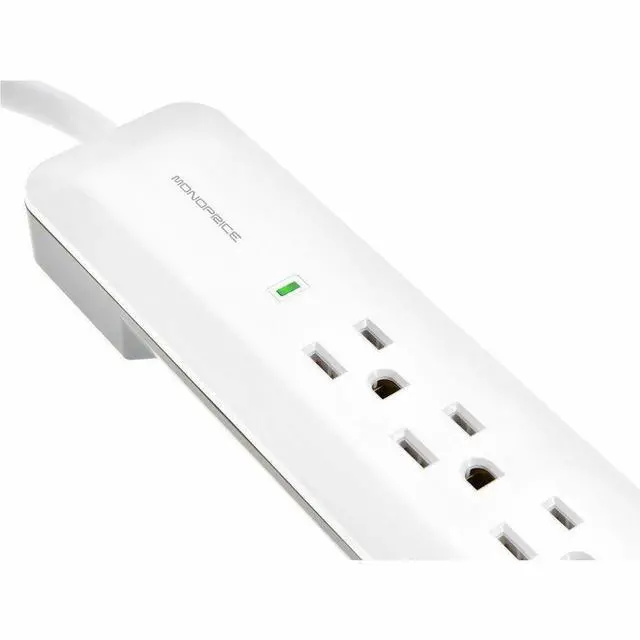 Alt view image 12 of 14 - Monoprice Power & Surge - 6 Outlet Slim Surge Protector Power Strip - 3 Feet - - White | Cord UL Rated 540 Joules With Power/Circuit Breaker Switch
