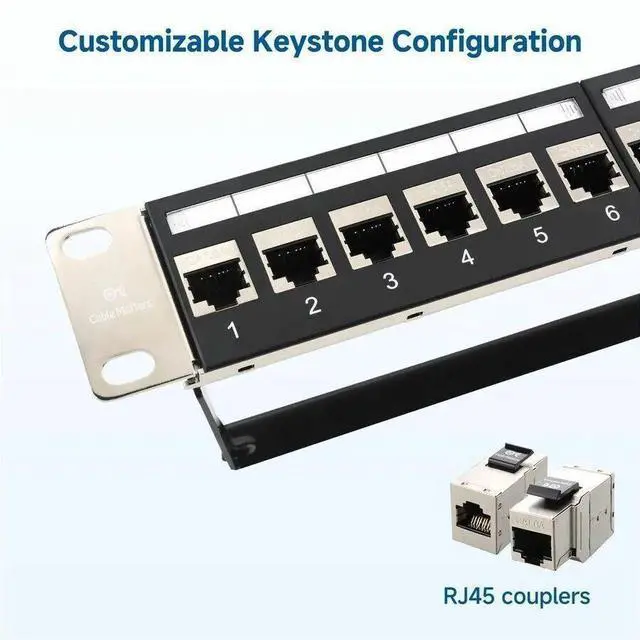 Alt view image 10 of 14 - Cable Matters 1U 19-Inch 24-Port 10Gbps Cat6A Ethernet Patch Panel with Inline Keystone and Cable Management Bar, Rackmount or Wall Mount RJ45 Patch Panel