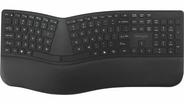 Alt view image 3 of 8 - Kensington Pro Fit Ergo KB680 EQ Rechargeable Keyboard - Wireless Connectivity - Bluetooth/RF - 5.4 - 2.40 GHz - USB Type A Interface - CoPilot Hot Key(s) - Windows, Mac OS - PC, Mac - Black