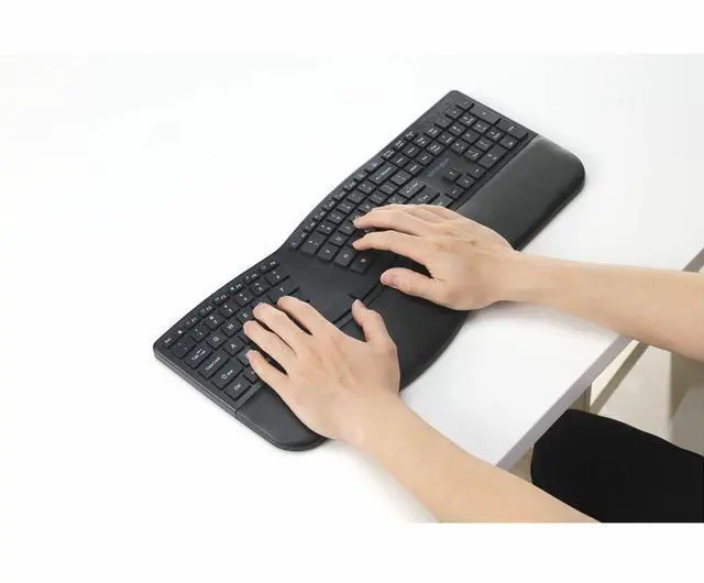 Alt view image 5 of 8 - Kensington Pro Fit Ergo KB680 EQ Rechargeable Keyboard - Wireless Connectivity - Bluetooth/RF - 5.4 - 2.40 GHz - USB Type A Interface - CoPilot Hot Key(s) - Windows, Mac OS - PC, Mac - Black