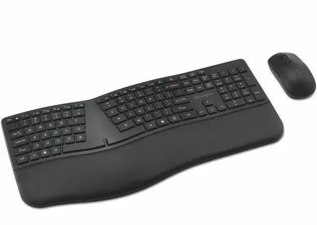 Main image of Kensington Pro Fit Ergo KM680 EQ Rechargeable Desktop Set - USB Type A Wireless Bluetooth/RF 5.4 2.40 GHz Keyboard - Black - USB Type A Wireless Bluetooth/RF Mouse - Optical - 2400 dpi - 6 Button - Bl
