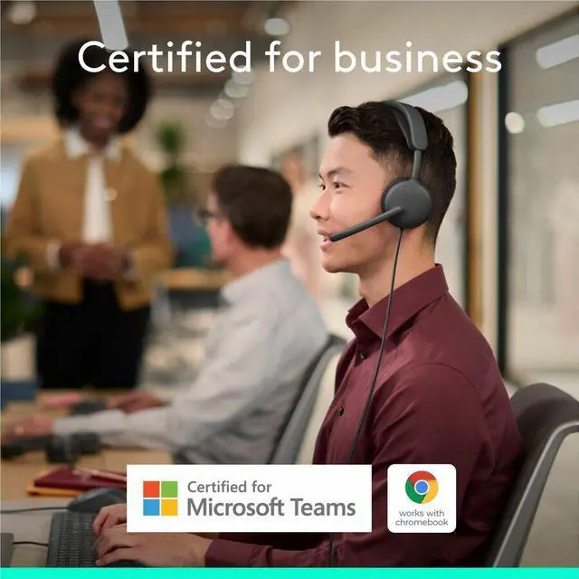Alt view image 3 of 7 - Logitech Zone Wired 2 for Business - Noise-Canceling Headset with Adaptive Hybrid ANC, Microsoft Teams Certified, USB-C with USB-A adapter, Graphite - Microsoft Teams CertificationUSB Type C, USB Type