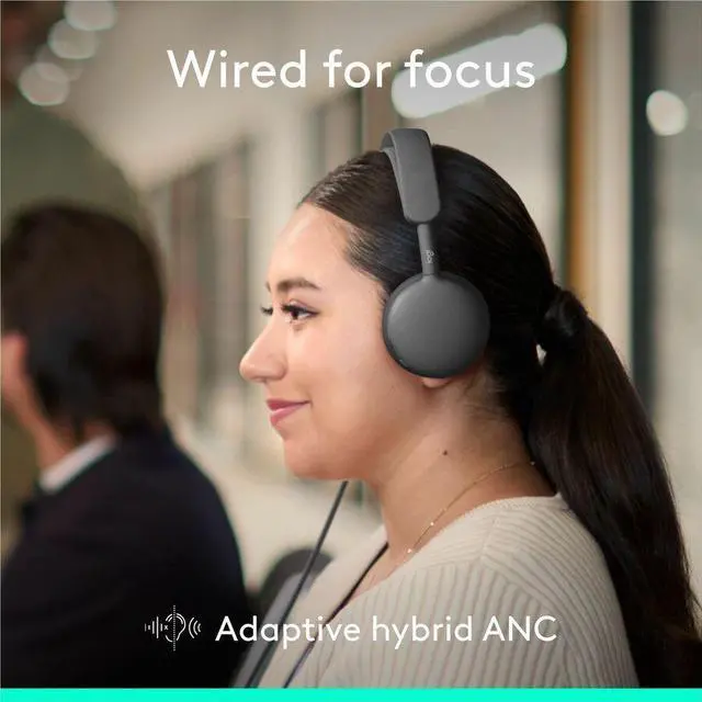 Alt view image 5 of 7 - Logitech Zone Wired 2 for Business - Noise-Canceling Headset with Adaptive Hybrid ANC, Microsoft Teams Certified, USB-C with USB-A adapter, Graphite - Microsoft Teams CertificationUSB Type C, USB Type