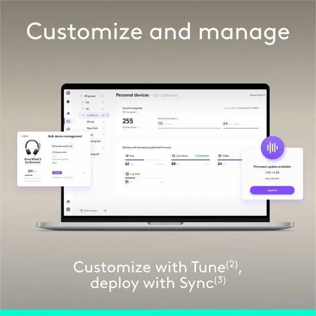 Alt view image 5 of 7 - Logitech Zone Wired 2 for Business - Noise-Canceling Headset with Adaptive Hybrid ANC, Zoom & Google Certified, USB-C with USB-A adapter - Graphite - Microsoft Teams CertificationUSB Type C, USB T