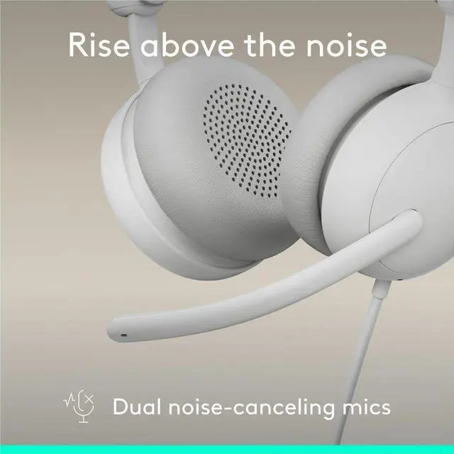 Alt view image 2 of 7 - Logitech Zone Wired 2 for Business - Noise-Canceling Headset with Adaptive Hybrid ANC, Microsoft Teams Certified, USB-C with USB-A adapter, Off-white - Microsoft Teams CertificationUSB Type C, USB Typ