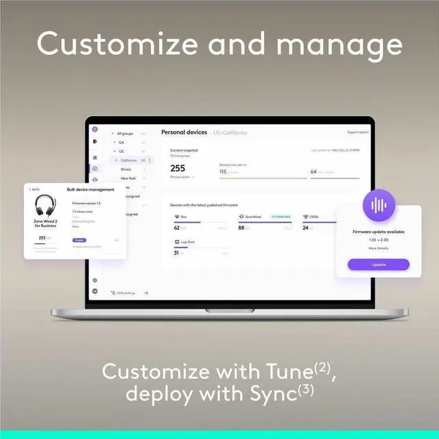 Alt view image 4 of 7 - Logitech Zone Wired 2 for Business - Noise-Canceling Headset with Adaptive Hybrid ANC, Microsoft Teams Certified, USB-C with USB-A adapter, Off-white - Microsoft Teams CertificationUSB Type C, USB Typ