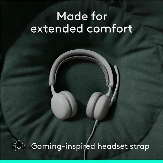 Alt view image 3 of 7 - Logitech Zone Wired 2 for Business - Noise-Canceling Headset with Adaptive Hybrid ANC, Microsoft Teams Certified, USB-C with USB-A adapter, Off-white - Microsoft Teams CertificationUSB Type C, USB Typ