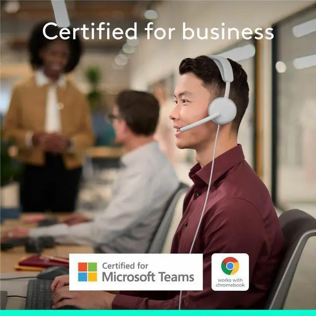 Alt view image 7 of 7 - Logitech Zone Wired 2 for Business - Noise-Canceling Headset with Adaptive Hybrid ANC, Microsoft Teams Certified, USB-C with USB-A adapter, Off-white - Microsoft Teams CertificationUSB Type C, USB Typ