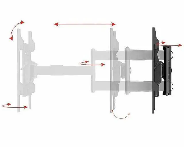 Alt view image 19 of 20 - Monoprice Portrait and Landscape 360 Full-Motion Articulating TV Wall Mount for TVs 40in to 75in, Weight Capacity 110 lbs, Extension 3.3in to 31.5in