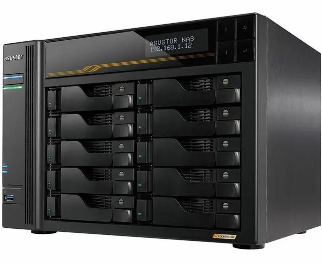 Alt view image 13 of 14 - Asustor Lockerstor 10 Gen3 AS6810T 10 Bay NAS, Quad-Core 2.3GHz CPU, Dual USB 4 Ports, Dual 10GbE Ports, Dual 5GbE Ports, 16G ECC RAM DDR5, Four M.2 SSD Slots (Diskless)