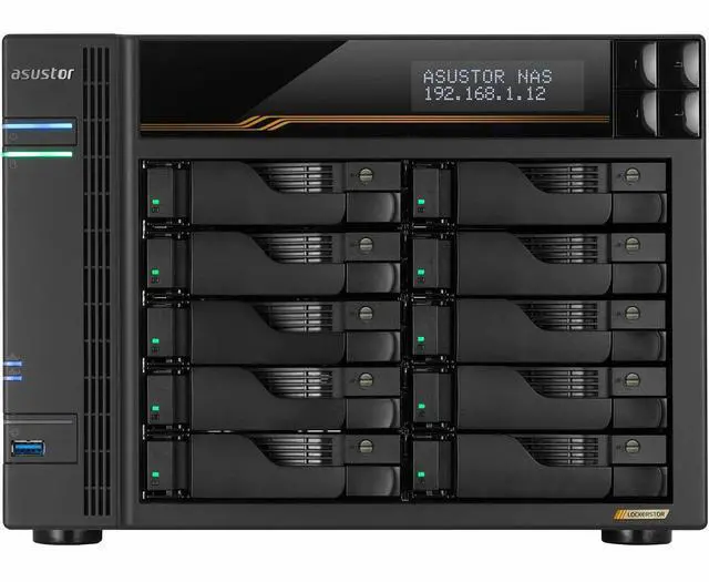 Alt view image 14 of 14 - Asustor Lockerstor 10 Gen3 AS6810T 10 Bay NAS, Quad-Core 2.3GHz CPU, Dual USB 4 Ports, Dual 10GbE Ports, Dual 5GbE Ports, 16G ECC RAM DDR5, Four M.2 SSD Slots (Diskless)