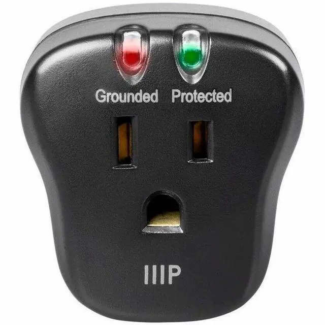 Alt view image 15 of 16 - Monoprice 1 Outlet Portable Mini Power Surge Protector Wall Tap - Black | UL Rated 540 Joules With Grounded And Protected Light Indicator