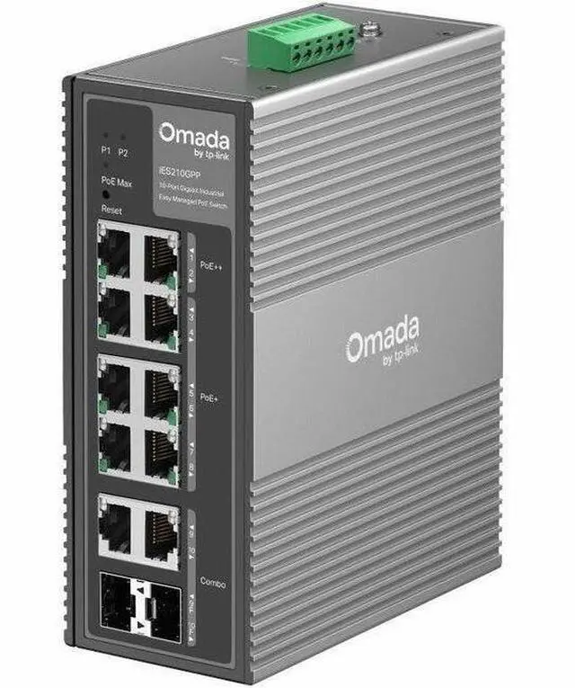Alt view image 6 of 12 - TP-Link Omada 10-Port Gigabit Industrial Easy Managed Switch with 6-Port PoE+ and 2-Port PoE++