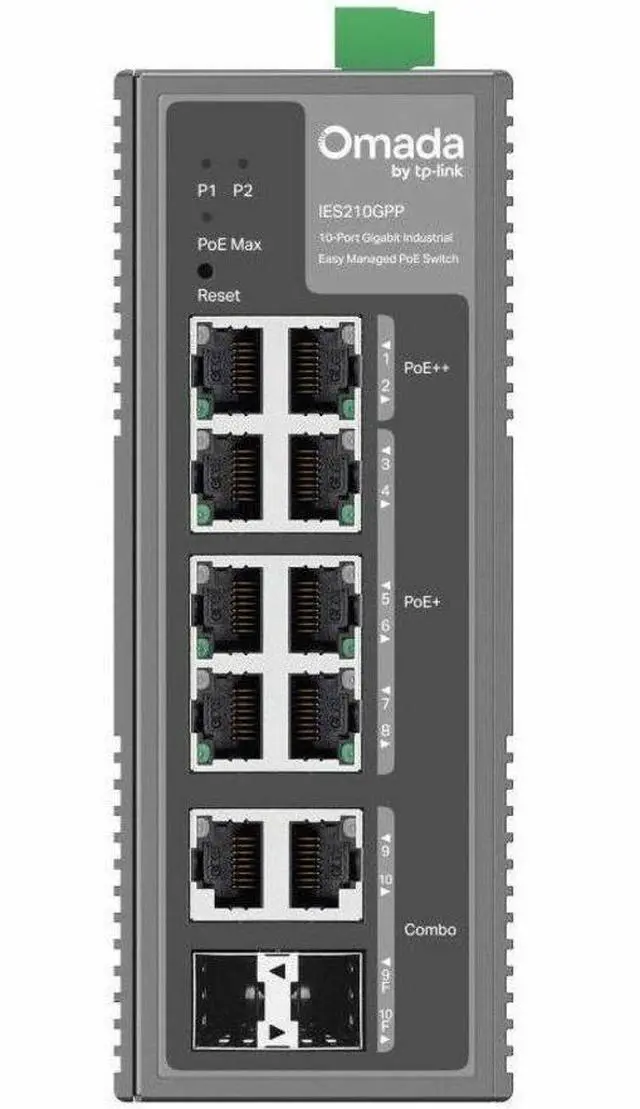 Alt view image 11 of 12 - TP-Link Omada 10-Port Gigabit Industrial Easy Managed Switch with 6-Port PoE+ and 2-Port PoE++