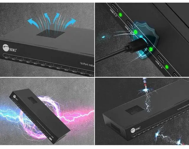 Alt view image 5 of 10 - SIIG 16-Port Industrial USB-C PD Charging Station 600W Supports IDUS0A11S1