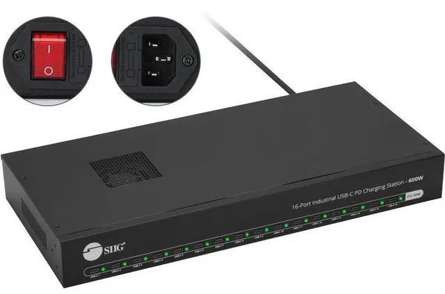 Alt view image 7 of 10 - SIIG 16-Port Industrial USB-C PD Charging Station 600W Supports IDUS0A11S1